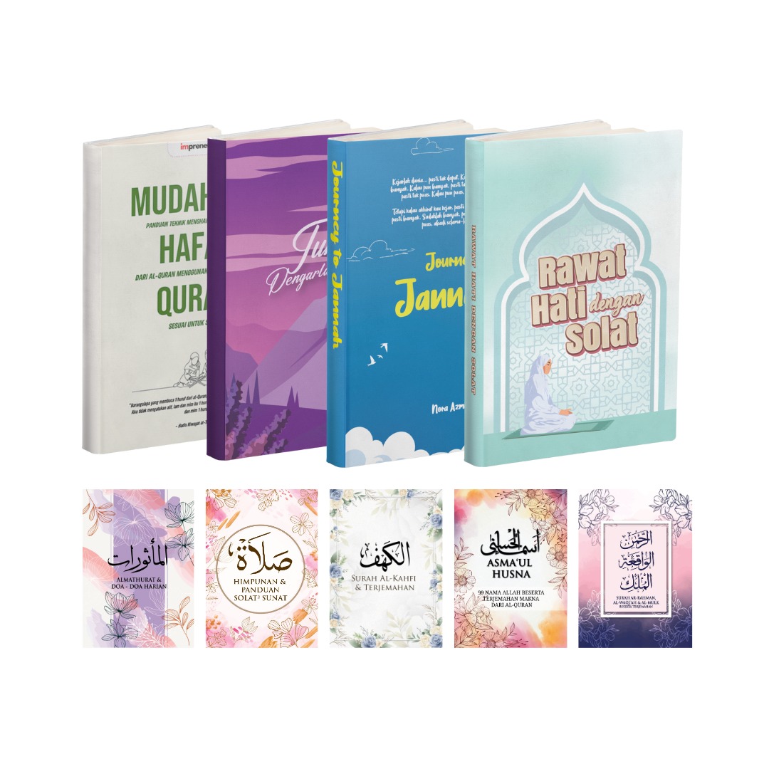(PAKEJ C) SG MUDAHNYA HAFAZ QURAN , RAWAT HATI DENGAN SOLAT , JOURNEY TO JANNAH, SKRIP DOA LENGKAP, KIT AMALAN